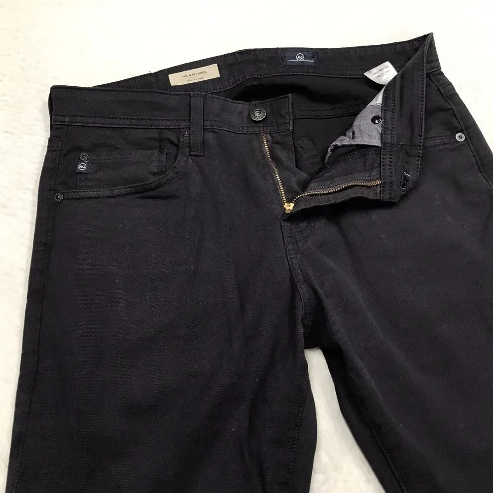 ADRIANO GOLDSCHMIED Matchbox Jean Men 30x34 Black Slim Straight Stretch USA